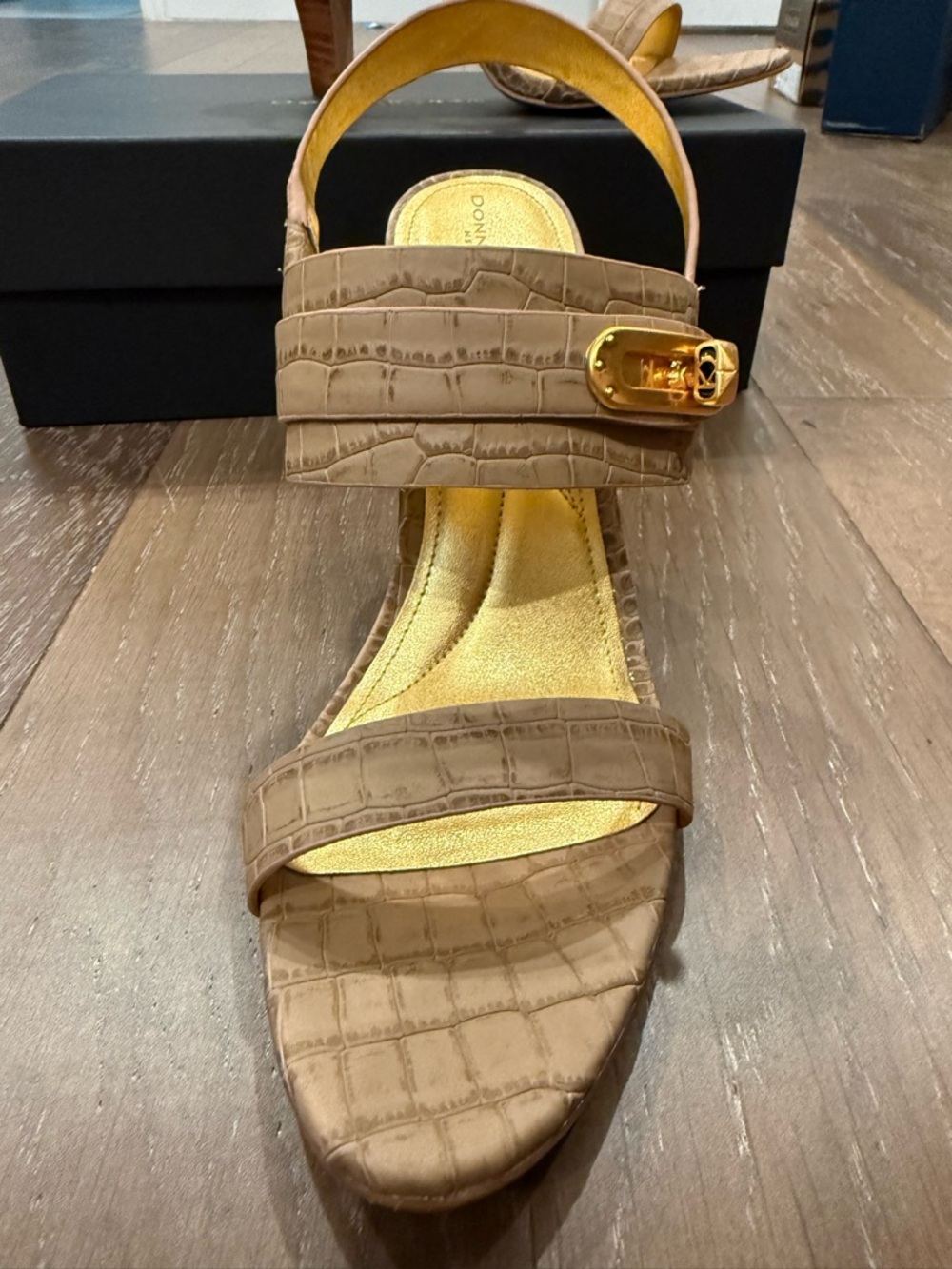 Donna Karan Brown Croc-Embossed Heel Sandals Macys - Picture 7 of 10